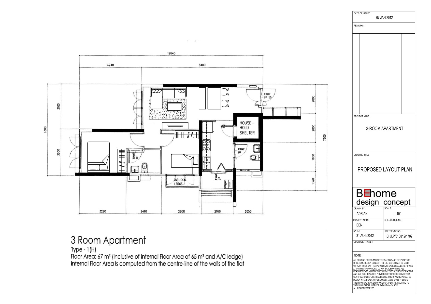 3 Room SengKang Proposed layout plan